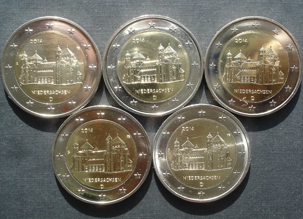 

Germany 2014 Commemorative Coin St Michael's Church in Lower Saxony Adfgj Marked Five Pieces 2 Euros Brand New