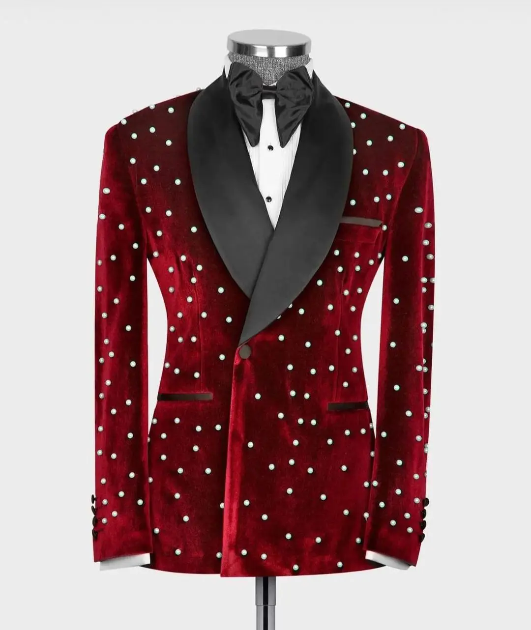 New Design Velvet 2 Pieces Blazer Pants Men Suits Tuxedo Appliques One Button Wide Lapel Formal Pearls Party Wedding Groom
New Design Velvet 2 Pieces Blazer Pants Men Suits Tuxedo Appliques One Button Wide Lapel Formal Pearls Party Wedding Groom