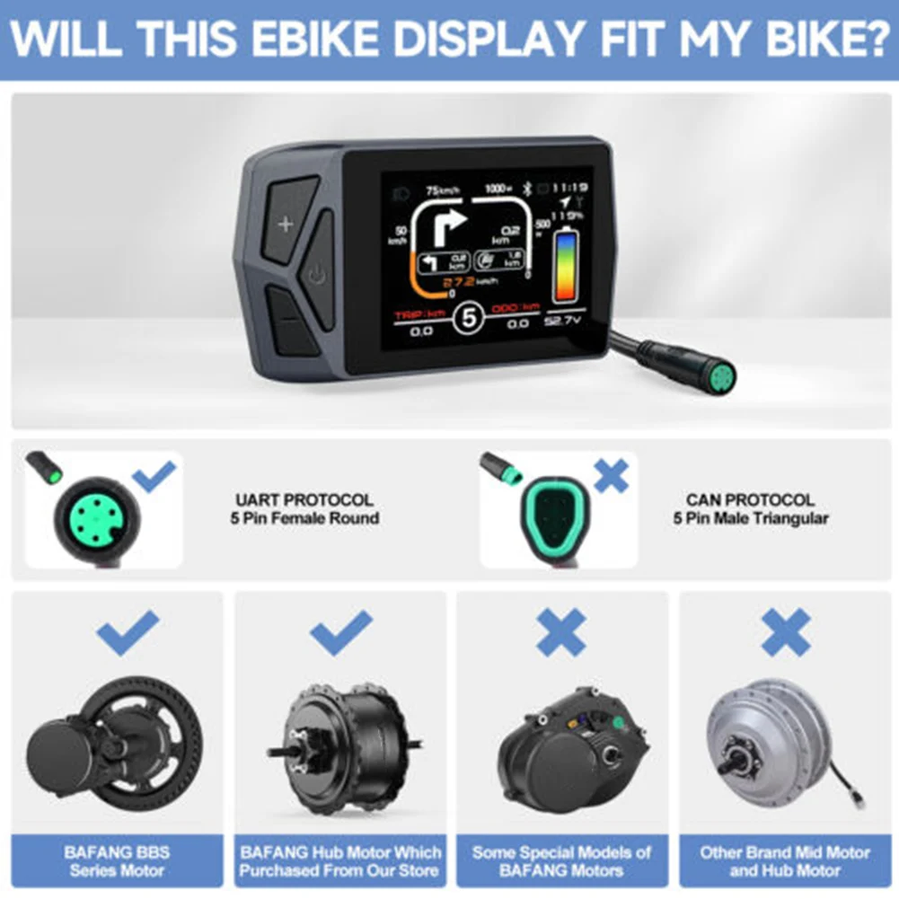 B02N Display Waterproof Color Display For BAFANG BBS01 02 For BBSHD For Wheel Hub Motor High Quality New Durable
B02N Display Waterproof Color Display For BAFANG BBS01 02 For BBSHD For Wheel Hub Motor High Quality New Durable