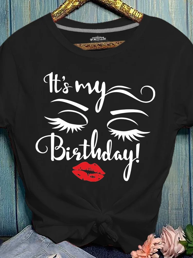 Женская футболка It's My Bisthday, с коротким рукавом и круглым вырезом, с принтом лица, свободная женская футболка
Женская футболка It's My Bisthday, с коротким рукавом и круглым вырезом, с принтом лица, свободная женская футболка