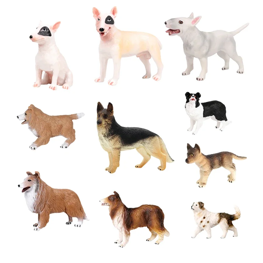 

Simulation Plastic Animal Figurine Cute Pet Dog Bull Terrier Figures Playset Collie Model Collectible Decoration Kids Toys Gift
