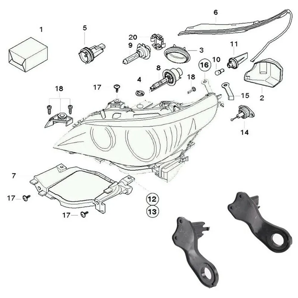 1 Pair Headlight Clips 2003-2010 Brackets Repair For BMW 5 Series E60 E61 Front Left Halogen Right Useful Durable
1 Pair Headlight Clips 2003-2010 Brackets Repair For BMW 5 Series E60 E61 Front Left Halogen Right Useful Durable