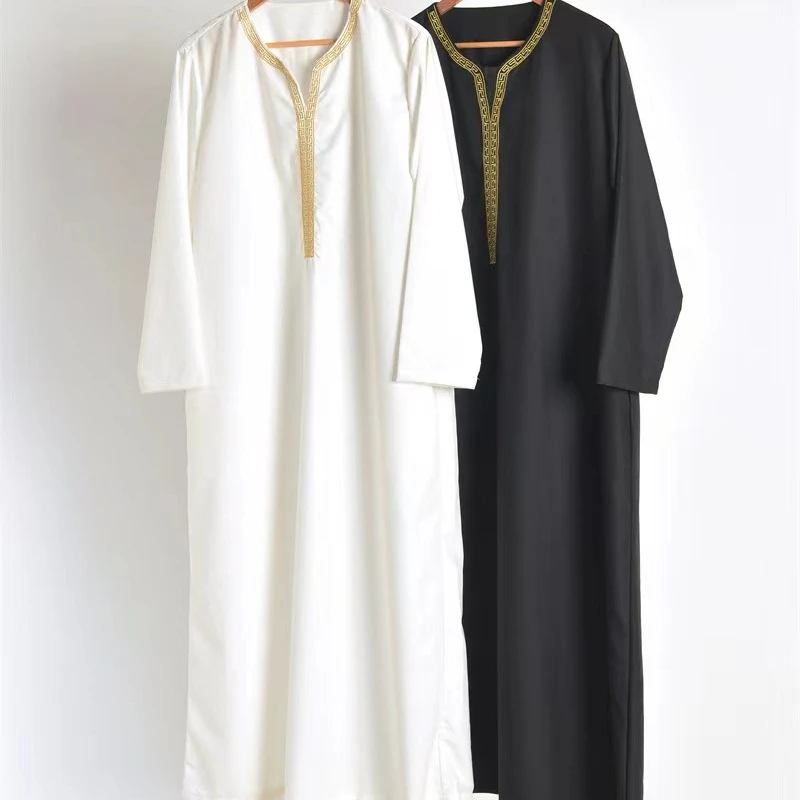 

Men Muslim Fashion Men Jubba Thobes Arabic Pakistan Dubai Kaftan Abaya Robes Islamic Clothing Saudi Arabia Long Blouse Dress