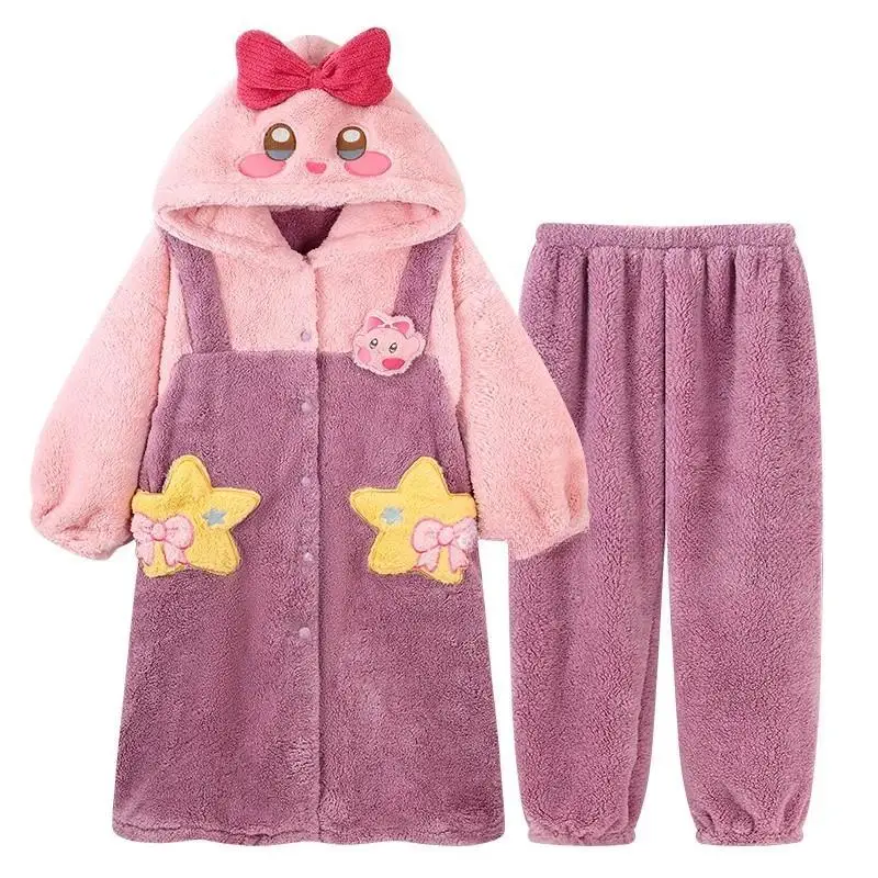 Новый мультяшный Кирби пижамный комплект Kawaii вышивка сохраняет тепло осень зима девочка сердечки милый утолщенный женский ночной костюм подарок для девочки
Новый мультяшный Кирби пижамный комплект Kawaii вышивка сохраняет тепло осень зима девочка сердечки милый утолщенный женский ночной костюм подарок для девочки