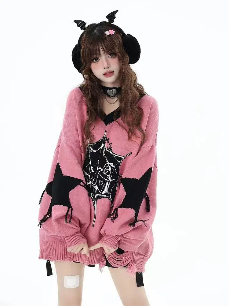 Streetwear Fashion Cool Small Fork Dark Sweet Cool V-neck Loose Casual Sweater Women Gothic Brand New Casual Tops Wear Outside
Streetwear Fashion Cool Small Fork Dark Sweet Cool V-neck Loose Casual Sweater Women Gothic Brand New Casual Tops Wear Outside