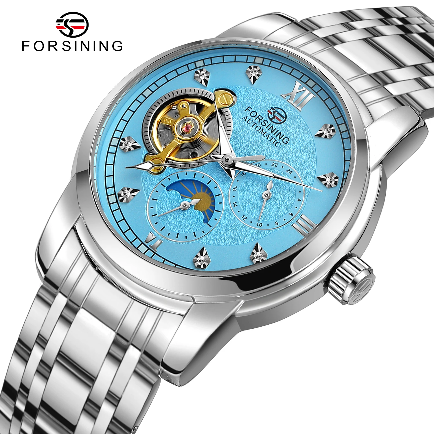 

Forsining New Relojes Wristwatch Luxury Mens Dress Montre Date Tourbillon Automatic Self Wind Mechanical Movement Watch for Men