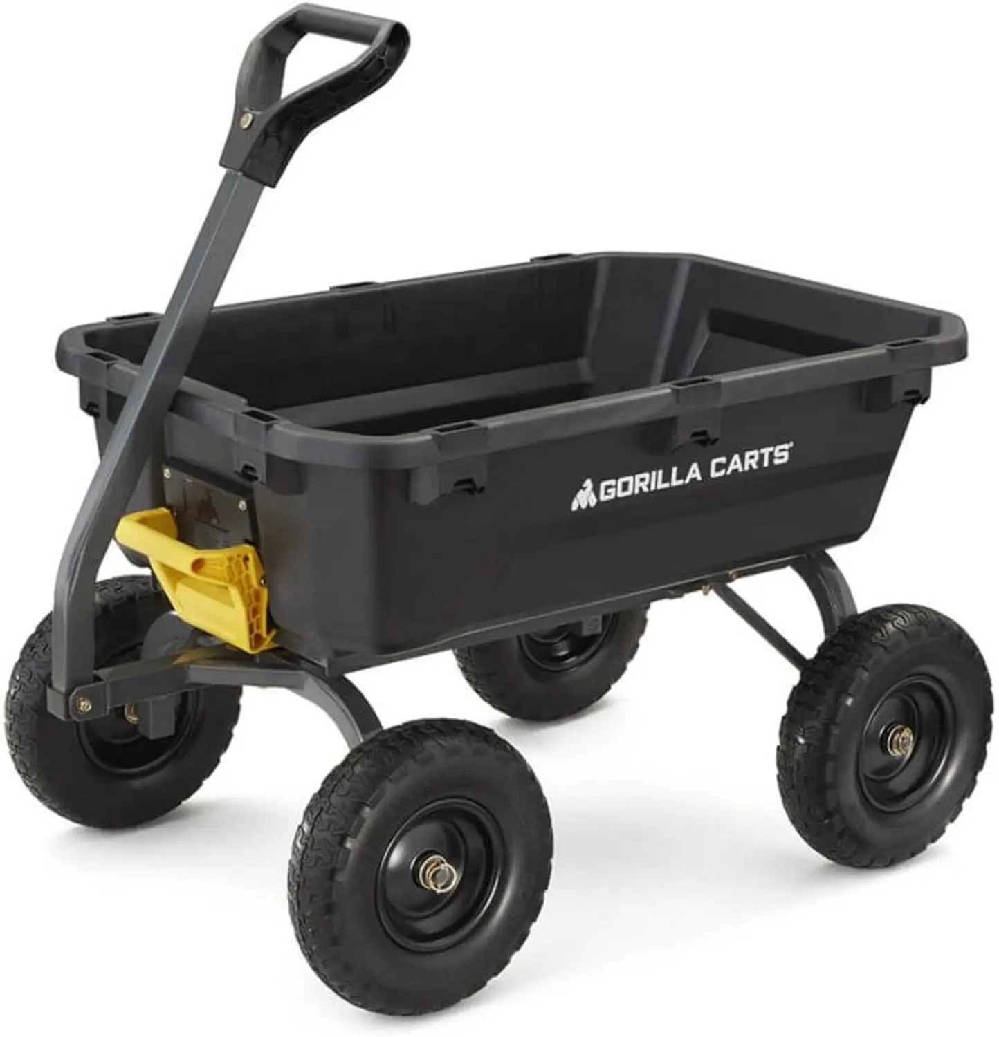 

Carts 7GCG-NF Heavy-Duty Poly Dump Cart with No-Flat Tires, 7 cu ft, 1200 lb Capacity, Black