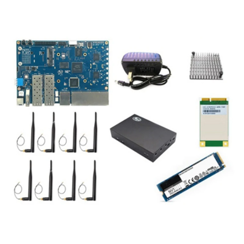 Для бананов PI BPI-R3 MT7986 2G + 8G EMMC макетная плата с 256G SSD + 4G модуль лампы + 8 антенн + теплоотвод + Мощность
Для бананов PI BPI-R3 MT7986 2G + 8G EMMC макетная плата с 256G SSD + 4G модуль лампы + 8 антенн + теплоотвод + Мощность