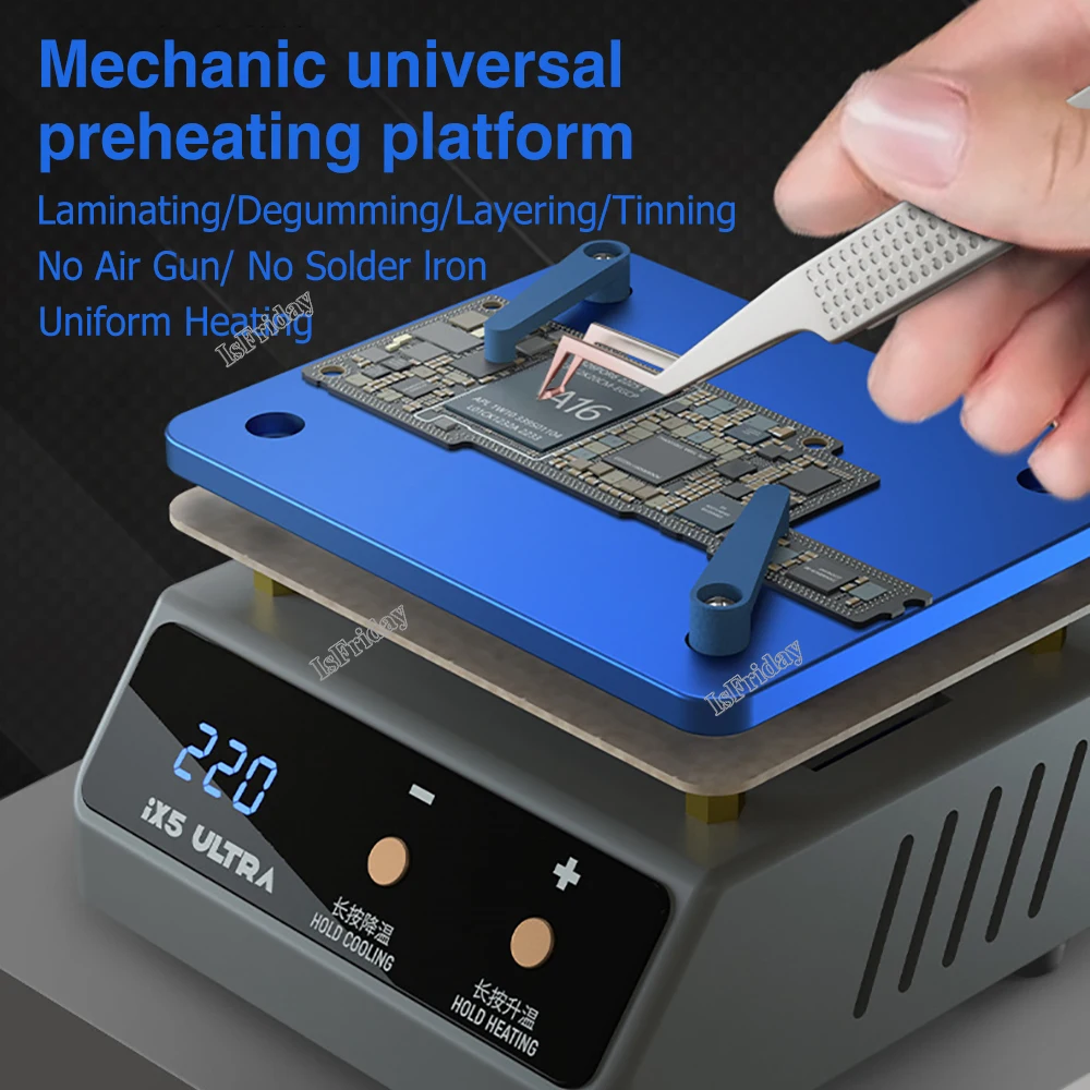 IX5 Ultra Universal Preheating Platform Mobile Phone Motherboard Layered Bonding Glue Removal Dot Matrix Repair Heater
IX5 Ultra Universal Preheating Platform Mobile Phone Motherboard Layered Bonding Glue Removal Dot Matrix Repair Heater