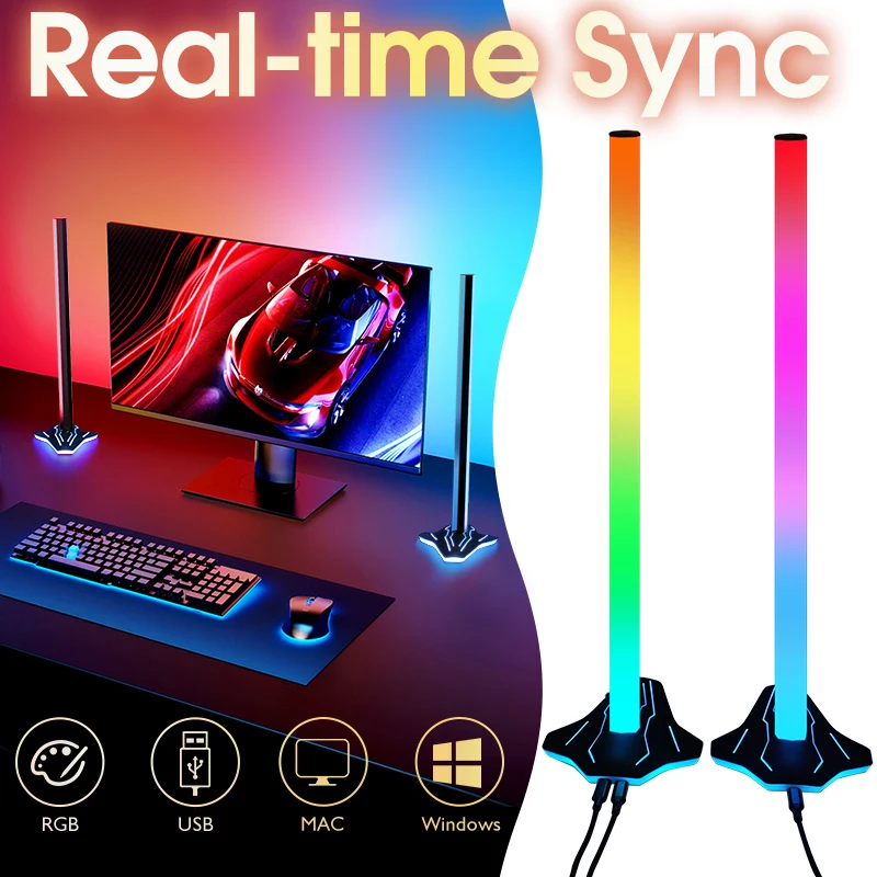 

Computer Same Screen Pickup Light LED Sound Control Rhythm Light PC Game Music Sync Atmosphere Lights For macOS 13+ Windows 8-11