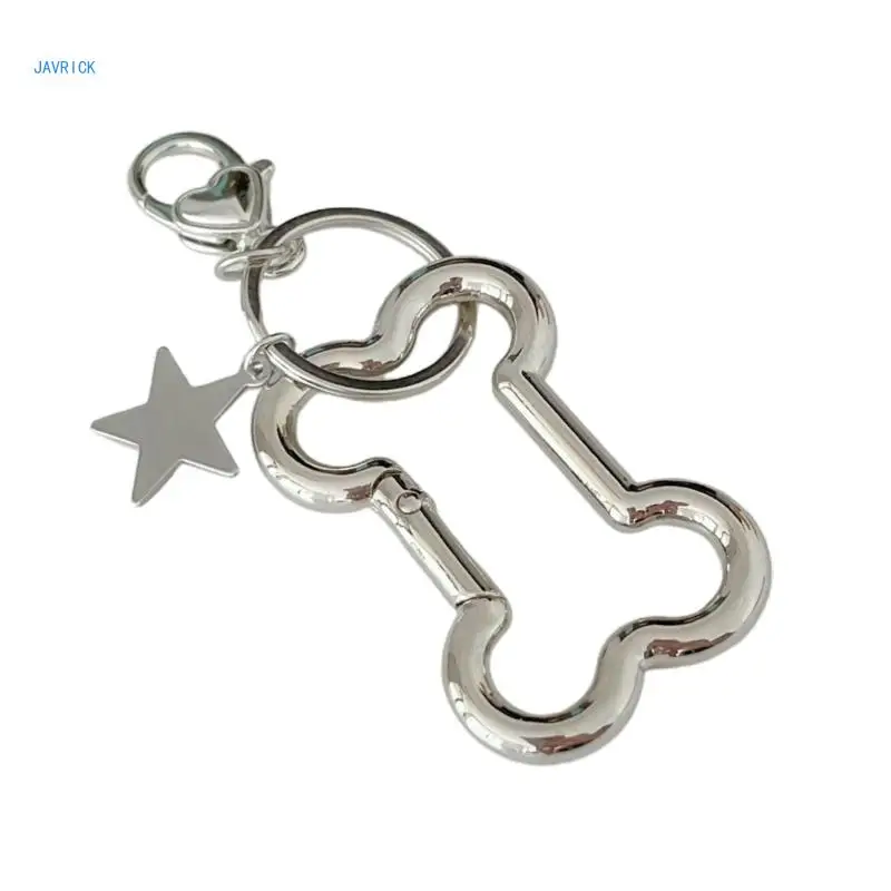 

Alloy Lobster Clasp Keyring Small Silver Bone Five-pointed Star Pendant