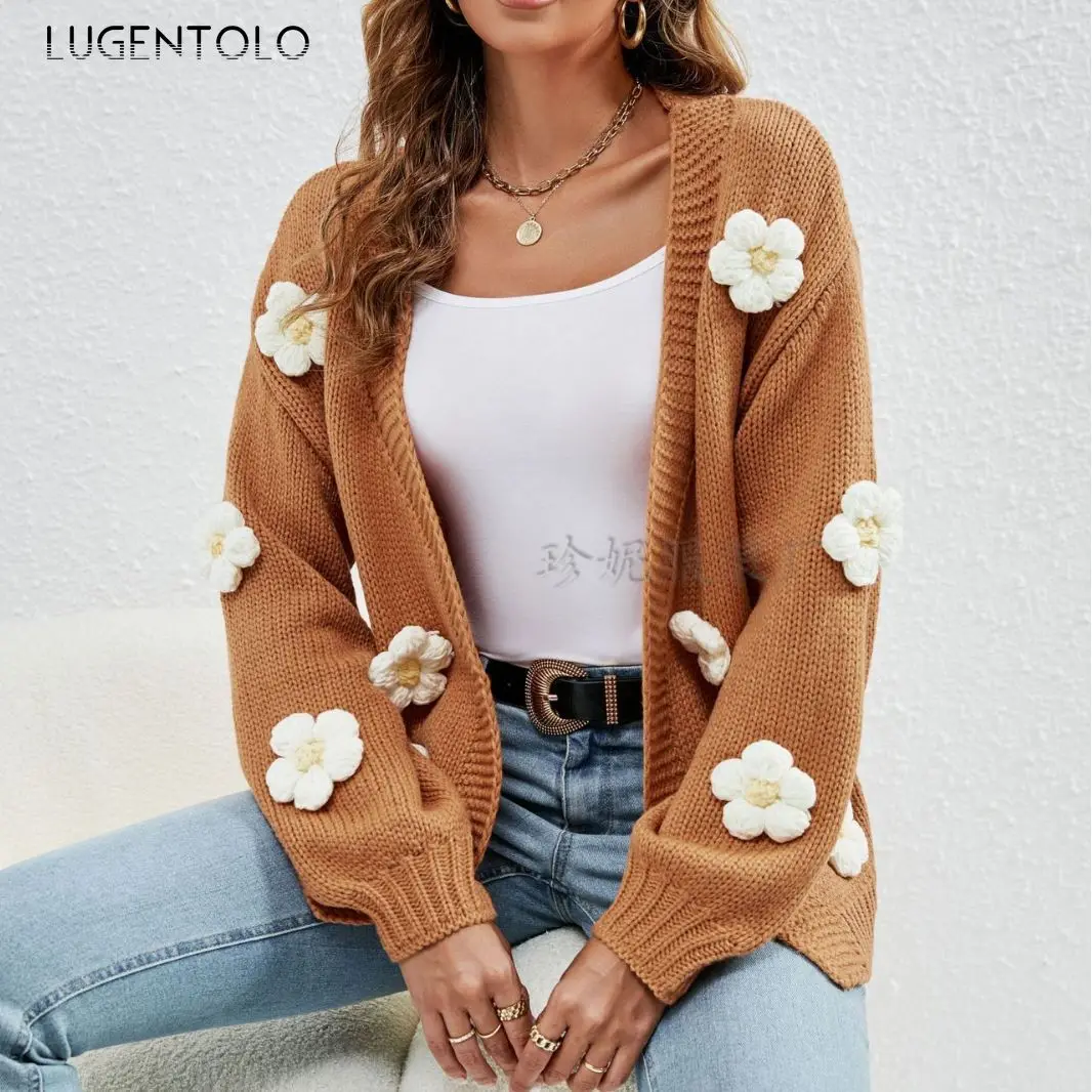 Women Cardigan Flower Sweaters Cute Knitted New Autumn Winter Lady Casual 2023 Faashion V-neck Elegant Short Clothing
Women Cardigan Flower Sweaters Cute Knitted New Autumn Winter Lady Casual 2023 Faashion V-neck Elegant Short Clothing