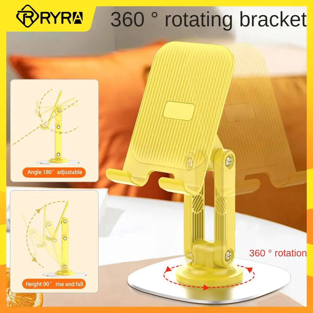 

RYRA 360degree Rotating Phone Holder Portable Foldable Lazy Desktop Live Bracket Metal Phone Holder Mechanical Biaxial Stand