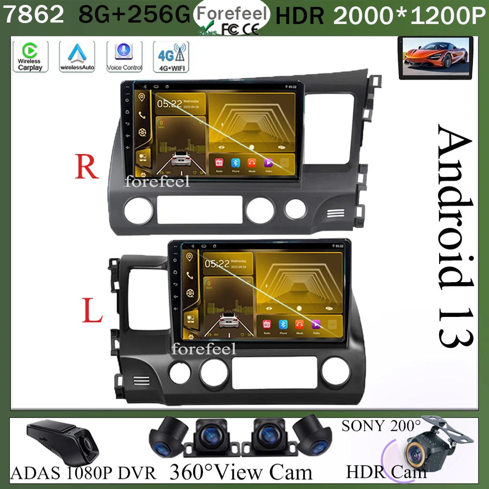 For Honda Civic 8 2005 - 2011 7862 Car DVD Player Android 12 Auto Stereo Touch QLED Screen Bluetooth Video Radio Carplay WIFI
For Honda Civic 8 2005 - 2011 7862 Car DVD Player Android 12 Auto Stereo Touch QLED Screen Bluetooth Video Radio Carplay WIFI