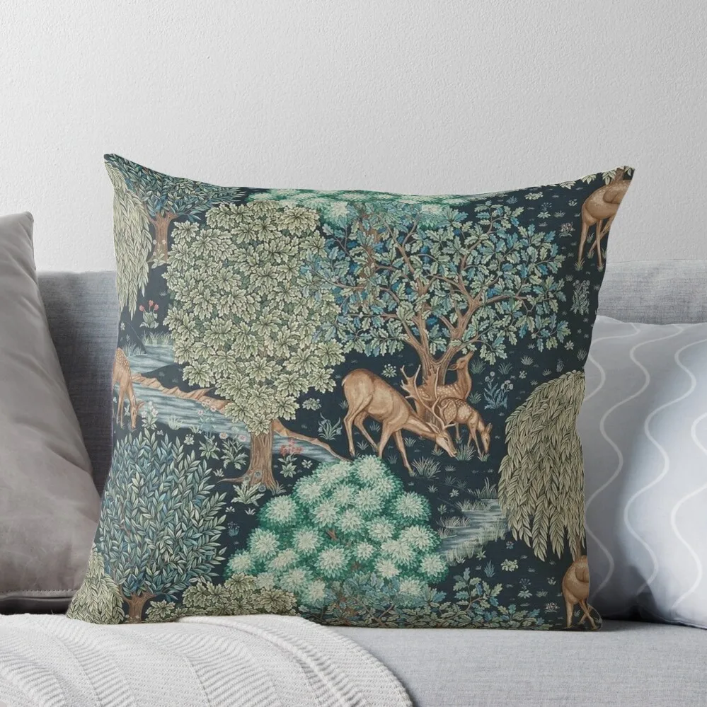 

William Morris - The Brook Tapestry - Forest Deer Throw Pillow Pillow Cases Decorative Sofas Covers