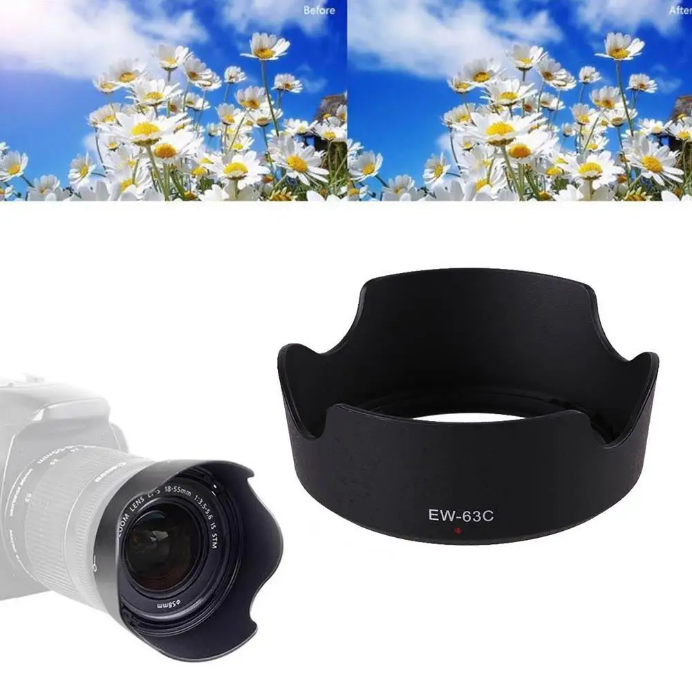 

1pc Black Abs Lens Hood 8mm Camera Lens Hood Lens Protetor Ew 63c EW-63C EW63C for Canon EF-S 18-55mm f/3.5-5.6 is STM Y8O8