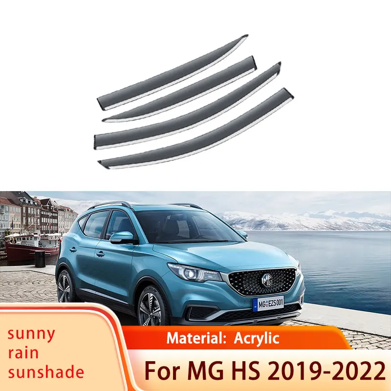 

for MG HS EHS PHEV AS23 2018 2019 2020 2021 2022 4x Car Window Visor Awnings Sun Rain Deflector Shelters Shades Car Accessories