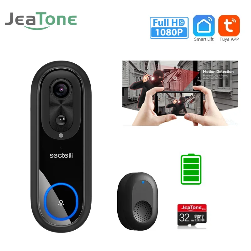 

1080P Wireless WIFI Doorbell Video Intercom Door Bell with Camera Tuya Smart Home for Security Protection PIR Motion Detection