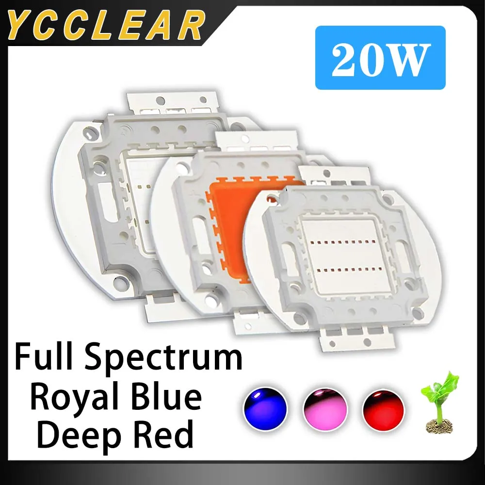 High Power LED Chip Full Spectrum 380-840nm Royal Blue 440-450nm Deep Red 650-660nm 20W For DIY Light Plant Grow
High Power LED Chip Full Spectrum 380-840nm Royal Blue 440-450nm Deep Red 650-660nm 20W For DIY Light Plant Grow