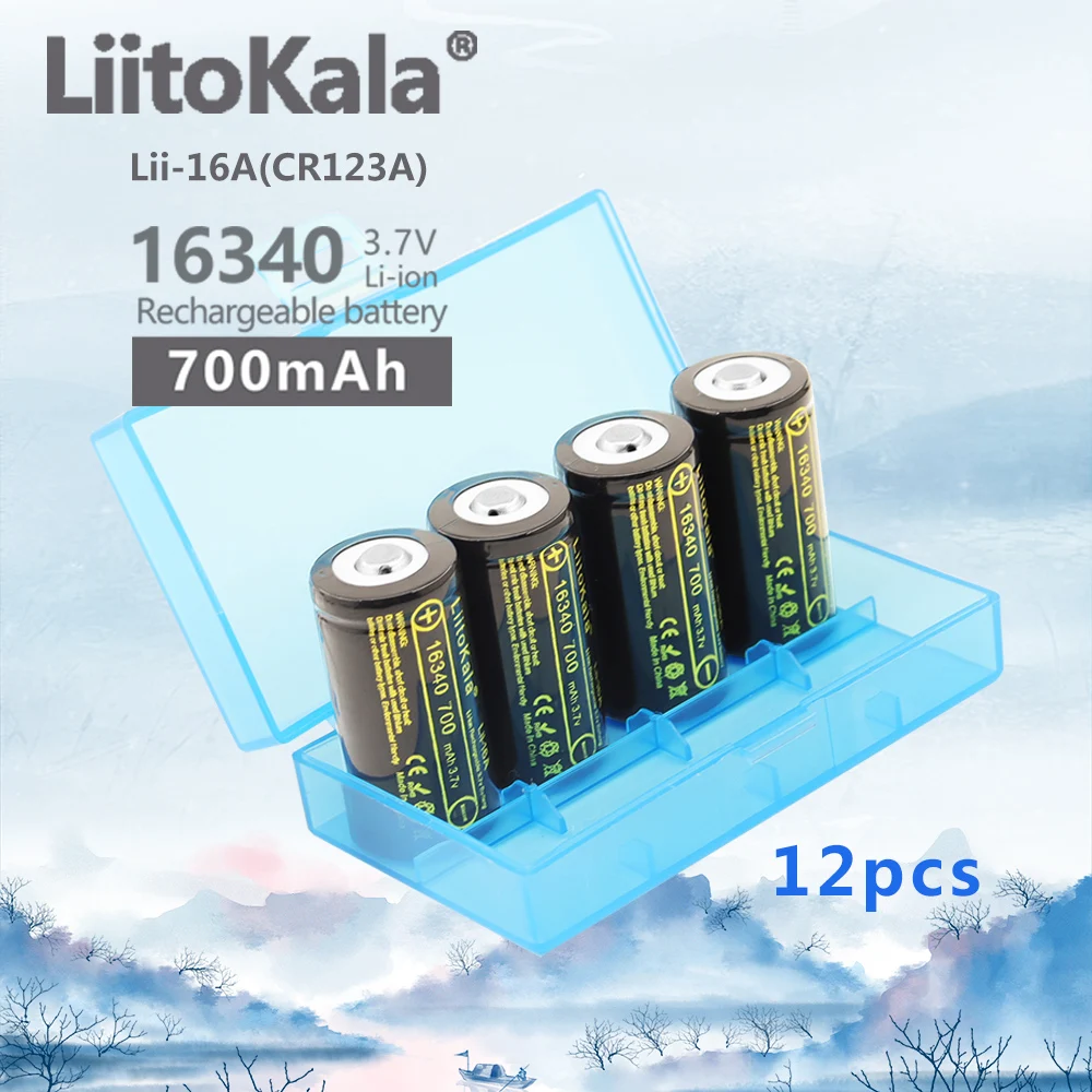 

12PCS LiitoKala Lii-16A CR123A CR17345 16340 700mAh 3V Lithum Battery For Camera Electric Toys Flashlights Shaver Water Meter