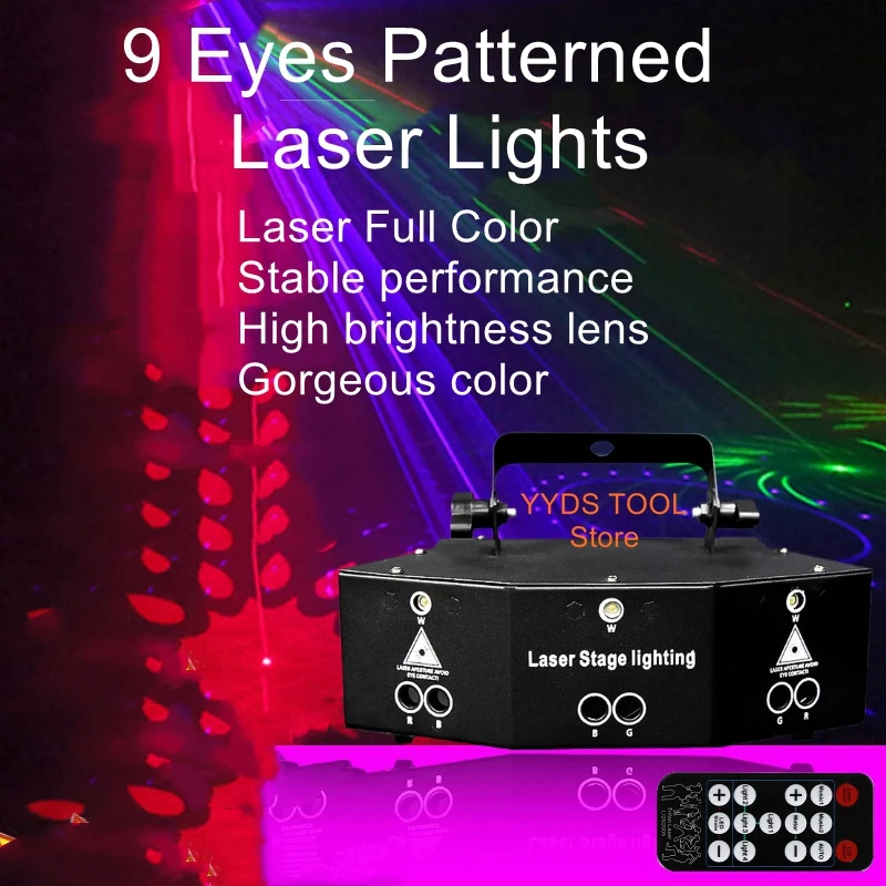 

Laser nine eyes laser lights stage lights bar ktv flash colorful rotating bungee Christmas star atmosphere lights