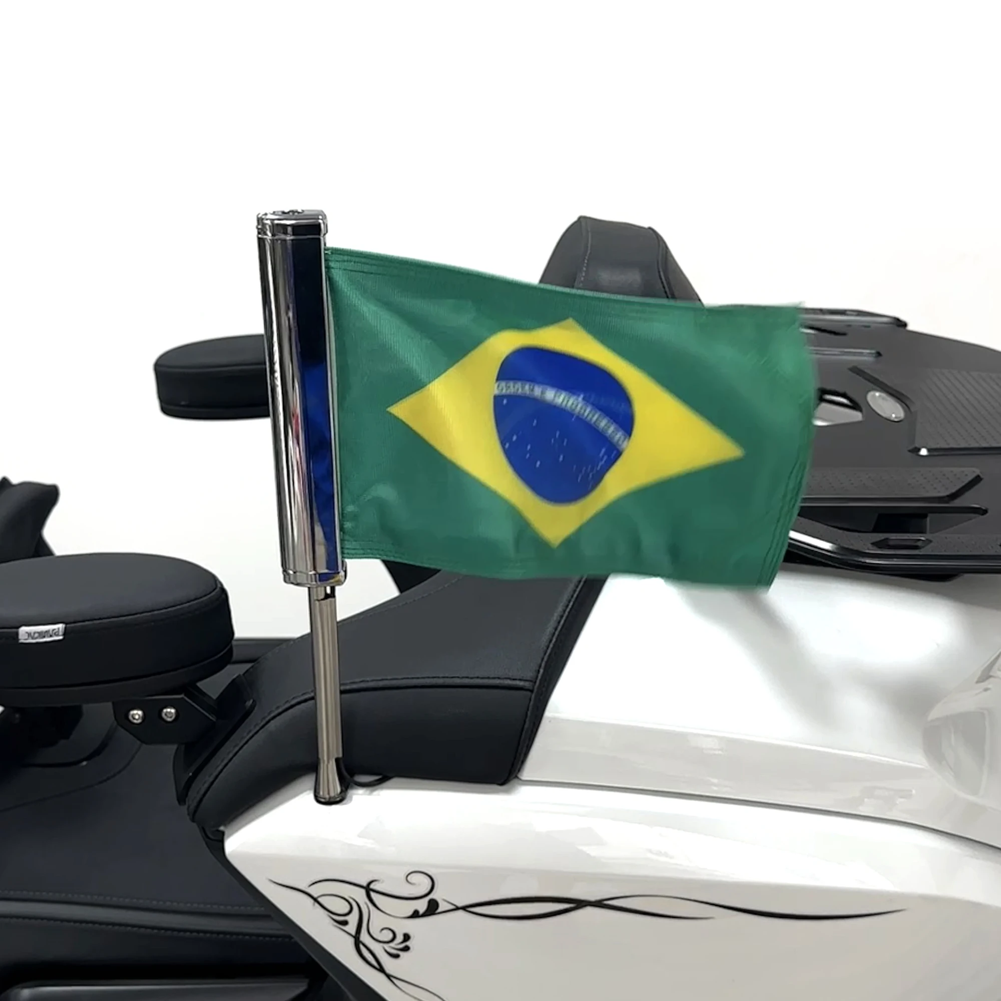 

Panical Brazil Chrome LED Flag Pole Passenger Rear Trunk Flag Set Flagpole Kit For Honda Gold Wing Tour GL1800 2018-2024