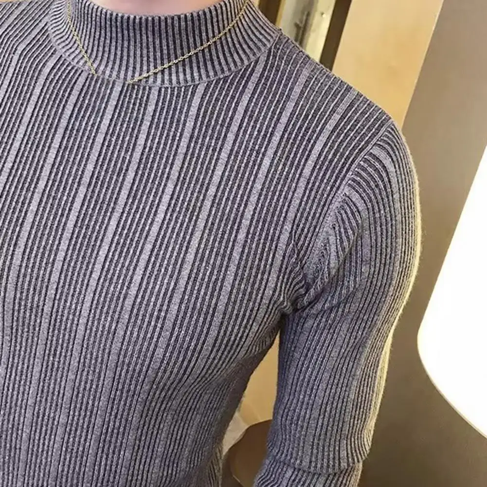 Bodycon Sweater Versatile Men's Knitted Sweater Soft Elastic Stylish Pullover for Fall Winter with Half-high Collar Solid Color
Bodycon Sweater Versatile Men's Knitted Sweater Soft Elastic Stylish Pullover for Fall Winter with Half-high Collar Solid Color