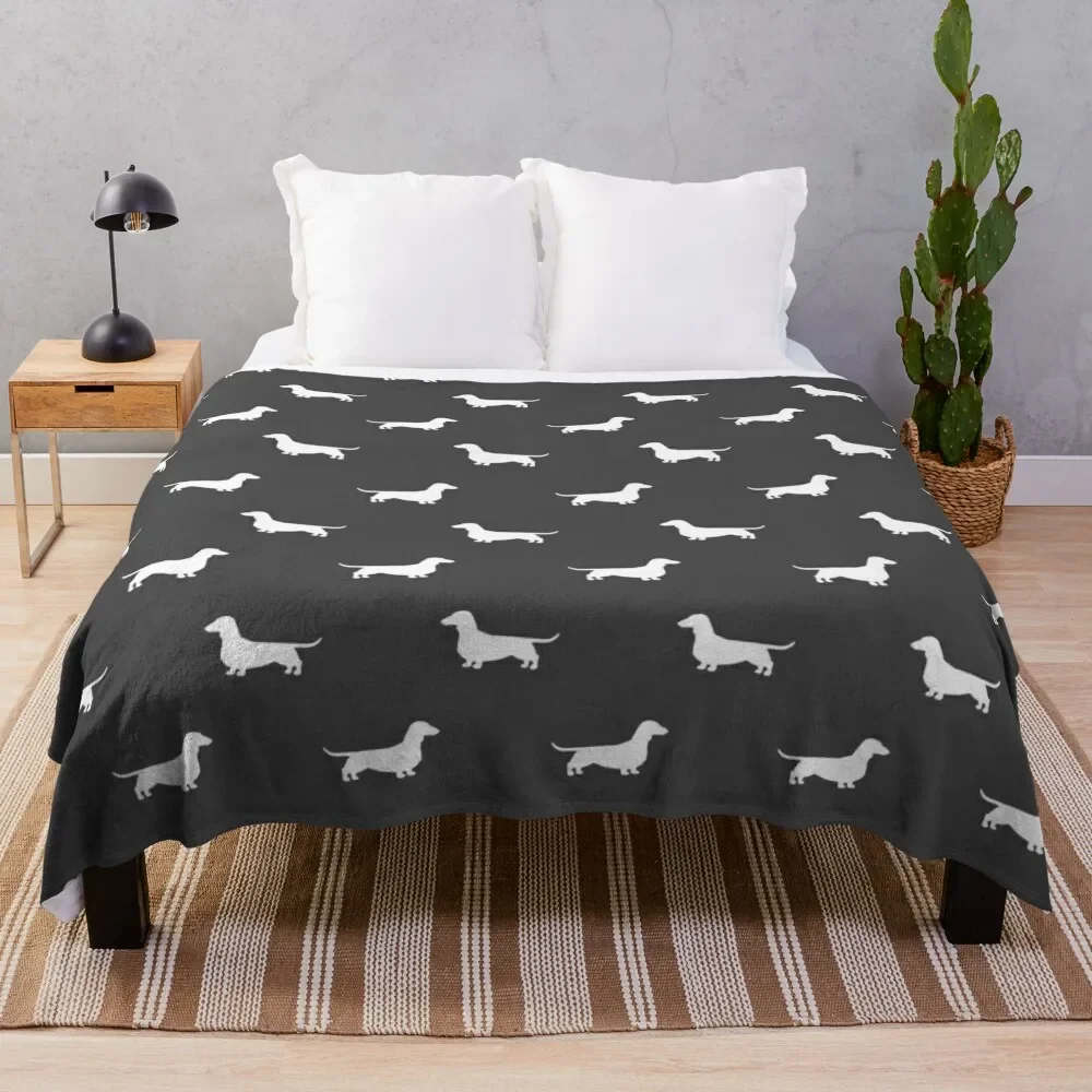 

Dachshund Silhouette(s) | Wiener Dog | Smooth Coated Doxie Throw Blanket christmas decoration Polar Thins Thermal Blankets