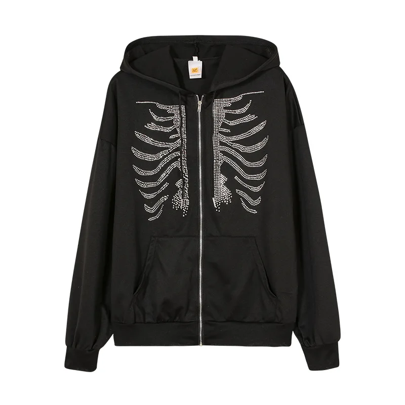 Tracksuit Sport Women Sweatshirt Gothic Skeleton Graphic Hoodie Women's Loose Fit Zip Up Sweatshirt with Long Sleeves
Tracksuit Sport Women Sweatshirt Gothic Skeleton Graphic Hoodie Women's Loose Fit Zip Up Sweatshirt with Long Sleeves
