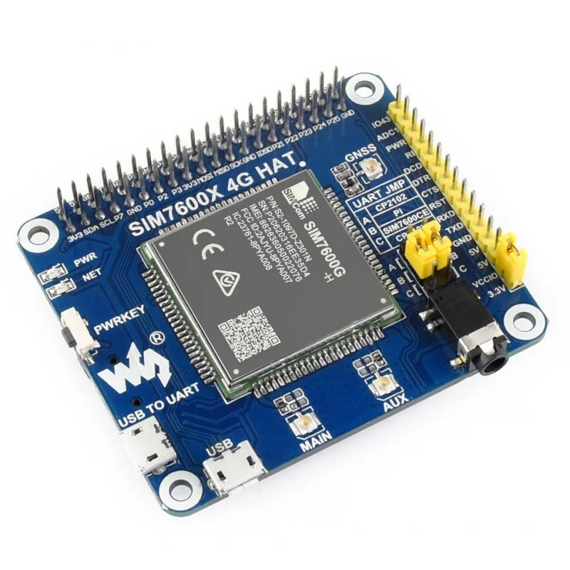 

SIM7600G-H 4G HAT For Raspberry Pi, LTE Cat-4 4G / 3G / 2G Support, GNSS Positioning, Global Band