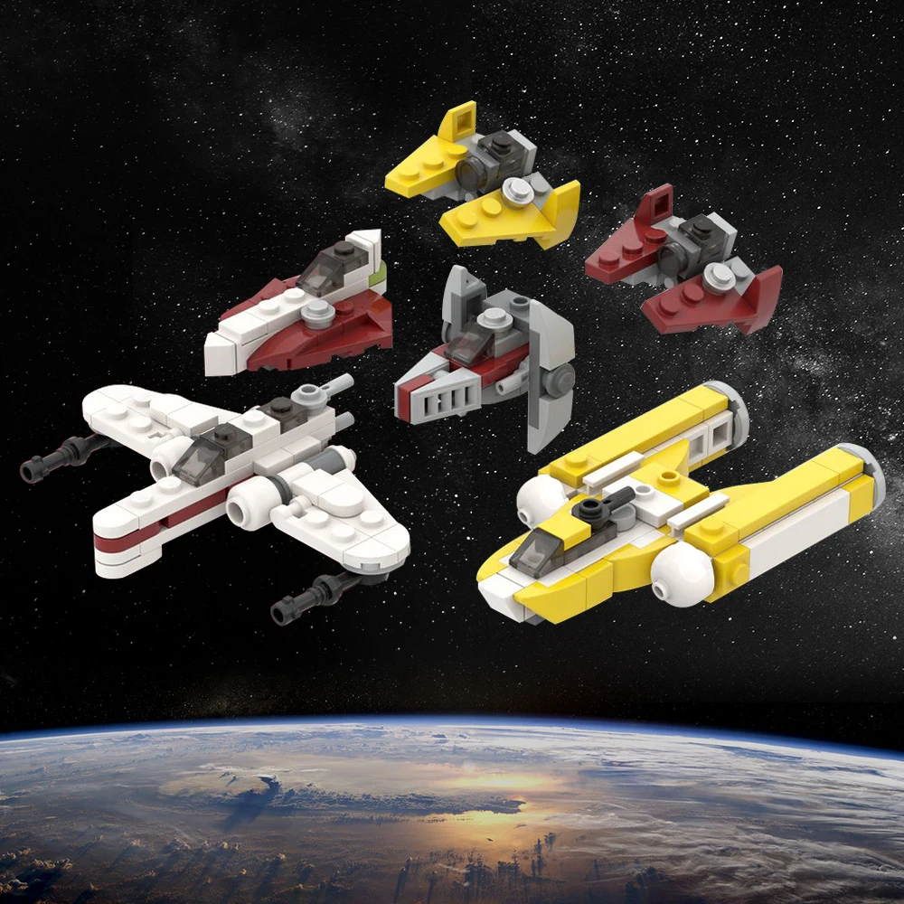 

MOC Micro Fighters Tie Aircraft Space Plane Building Blocks Assemble Brick Parts Kid STEM Toy DIY Collectible Birthday Gift