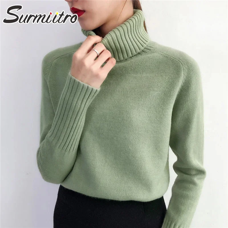 SURMIITRO Cashmere Knitted Sweater Women 2022 Autumn Winter Korean Turtleneck Long Sleeve Pullover Female Jumper Green Knitwear
SURMIITRO Cashmere Knitted Sweater Women 2022 Autumn Winter Korean Turtleneck Long Sleeve Pullover Female Jumper Green Knitwear