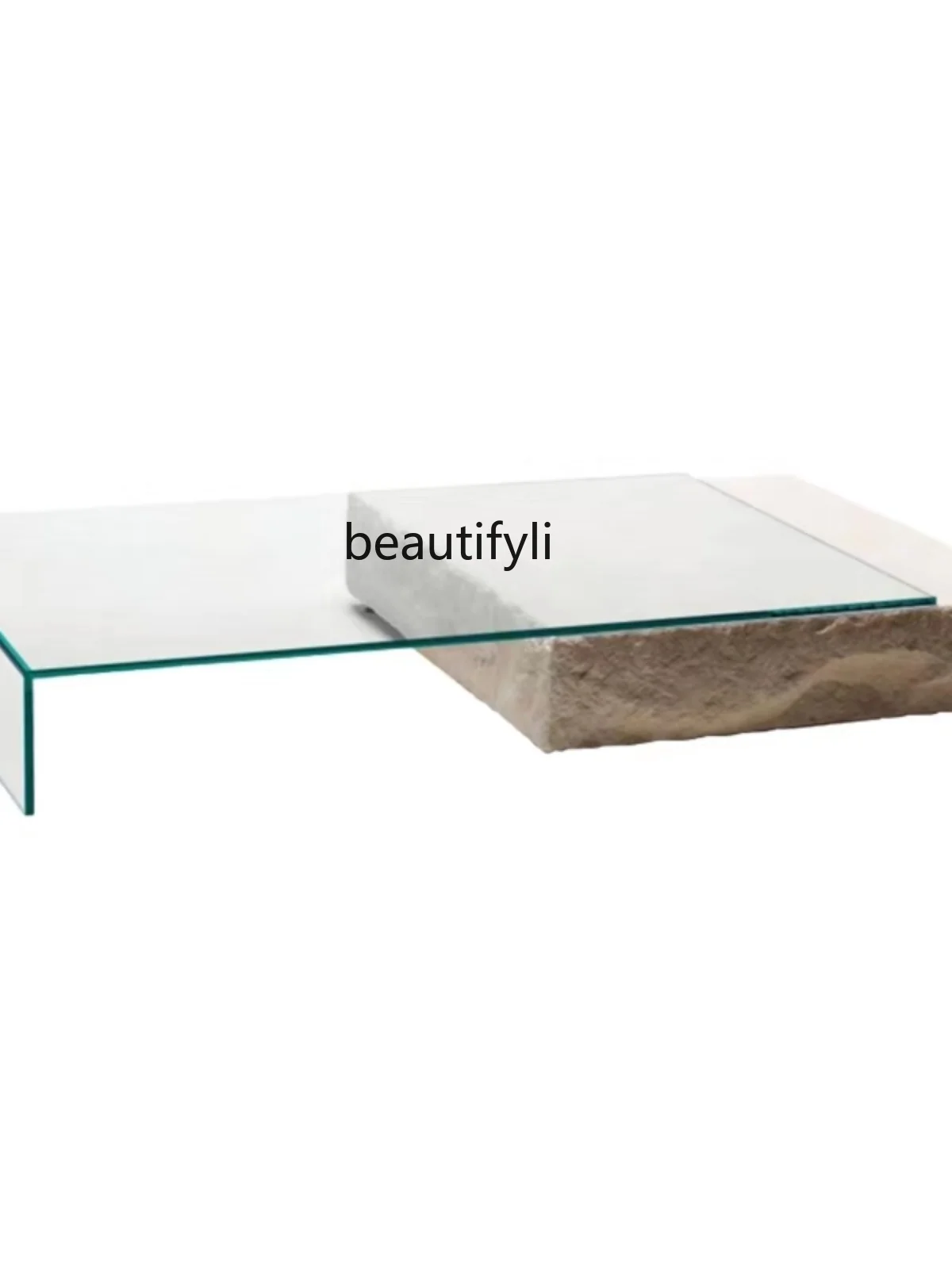 

Italian Minimalist Style Dali Cave Stone Tea Table Retractable Square Glass Combination Tea Table