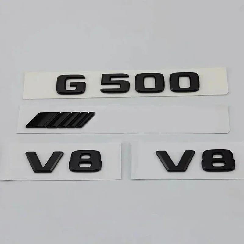 

ABS Glossy Black Car Rear Trunk Badge Letters Sticker G 500 V8 Emblem Logo For Mercedes Benz G500 AMG W463 W464 Auto Accessories