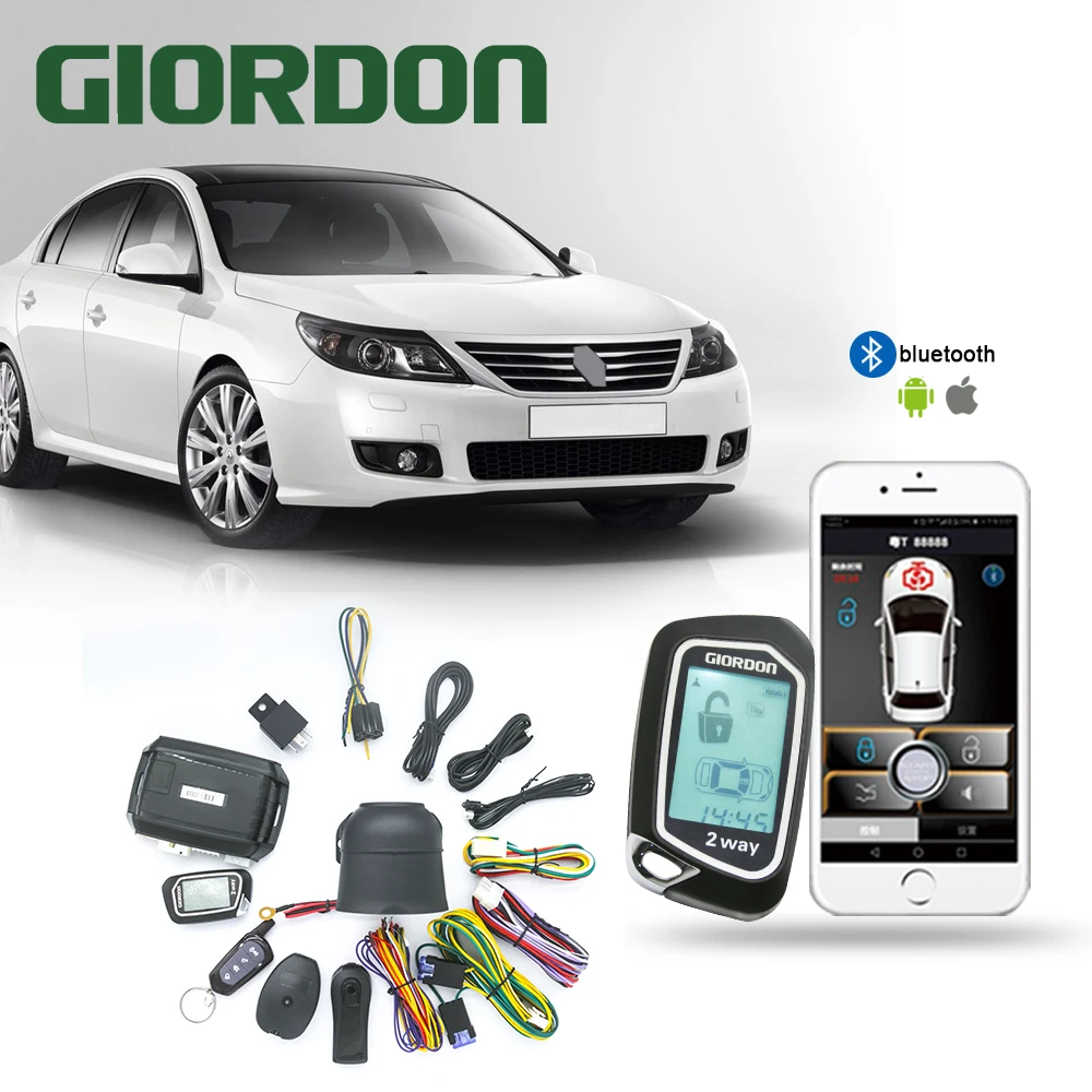 

GIORDON 2 way car alarm pke keyless entry lcd pager display vibration alarm universal car auto keyless entry system dc12v