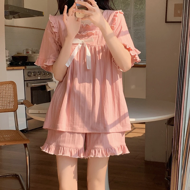 Summer Short Sleeve 2023 pajama sets plus size matching sets for woman sleepwear loungewear women short setsNew Korean Style
Summer Short Sleeve 2023 pajama sets plus size matching sets for woman sleepwear loungewear women short setsNew Korean Style