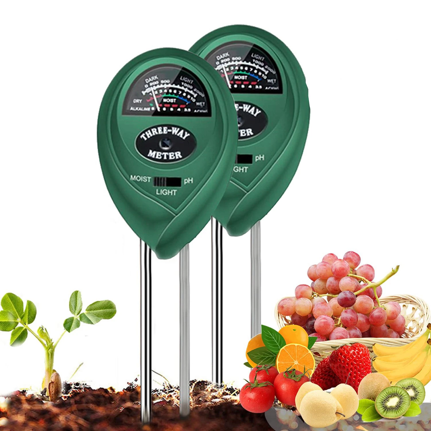 

2 Pcs Soil PH Meter, 3-in-1 Soil Moisture/Light/pH Tester Gardening Tool Kits for Plant Care, Great for Garden, Lawn, Farm