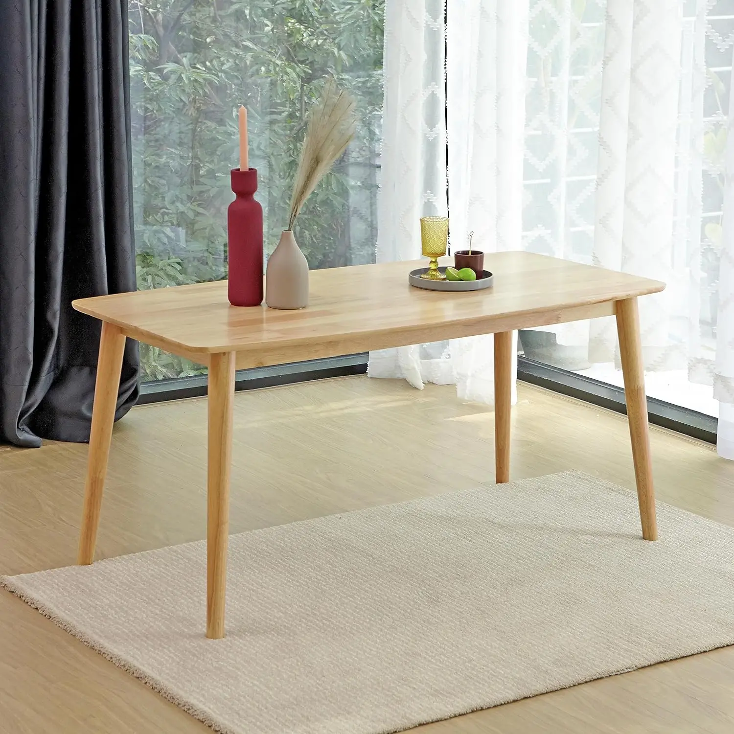 Livinia Aslan 59" Malaysian Oak Rectangular Wooden Dining Table/Large Solid Wood Kitchen Desk (Natural Oak)
Livinia Aslan 59" Malaysian Oak Rectangular Wooden Dining Table/Large Solid Wood Kitchen Desk (Natural Oak)