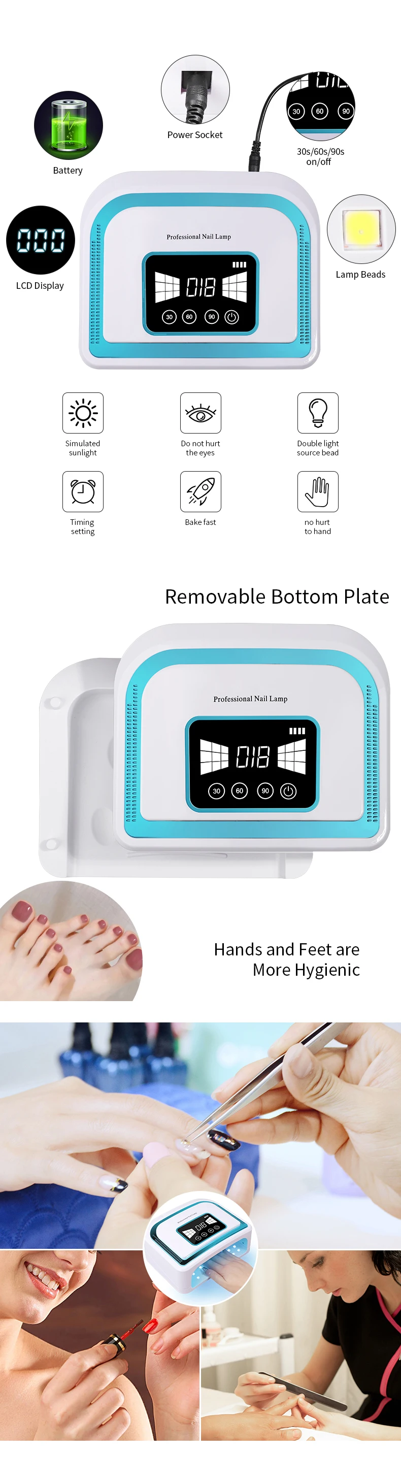 Generic Wireless Rechargeable Nail UV Lamp 120W LED Dryers for Nail Salon Drying Machine for UV