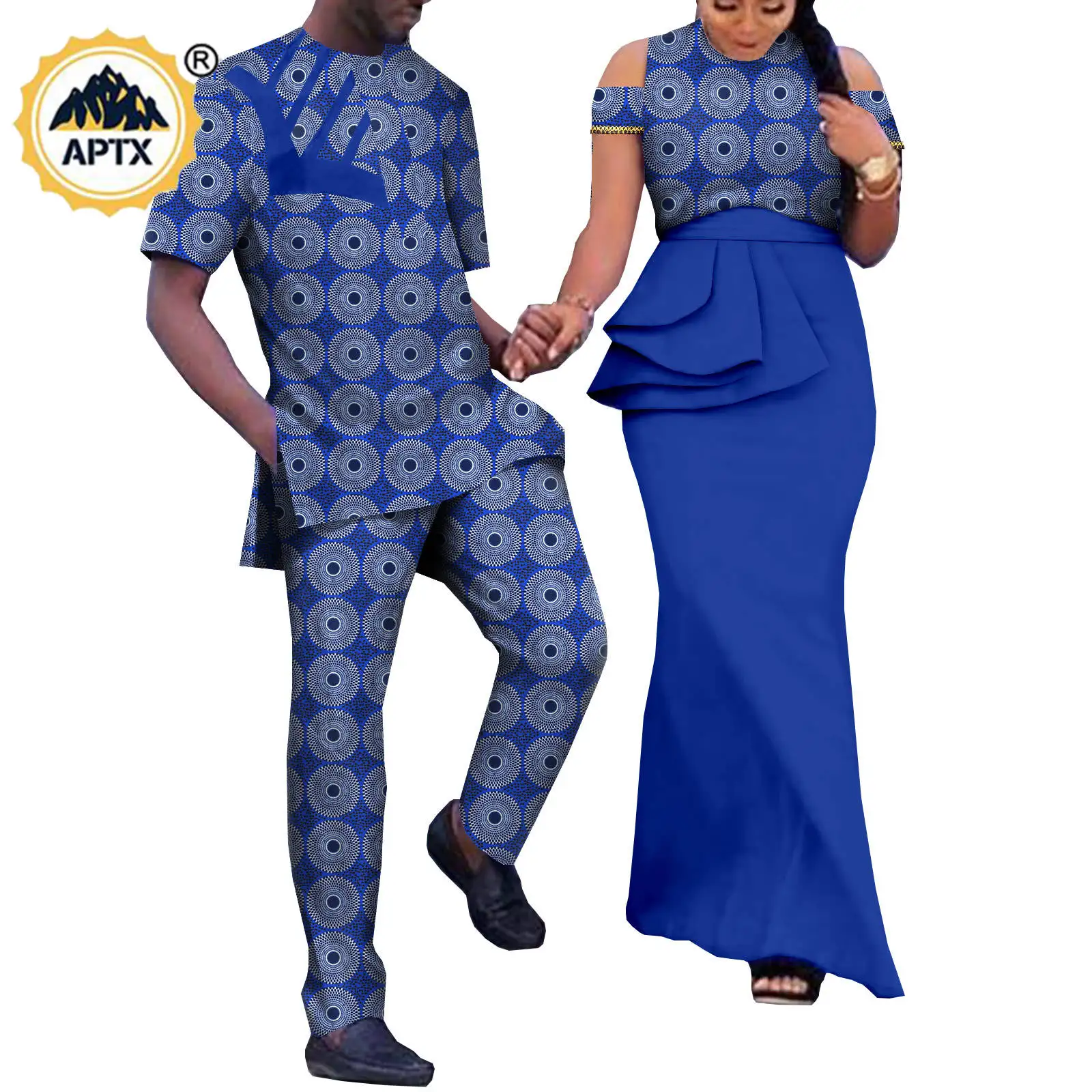 Dashiki African Women Print Mermaid Dresses Matching Couple Outfits Bazin Riche Summer Elegant Lady Draped Vestidos Y22C011
Dashiki African Women Print Mermaid Dresses Matching Couple Outfits Bazin Riche Summer Elegant Lady Draped Vestidos Y22C011