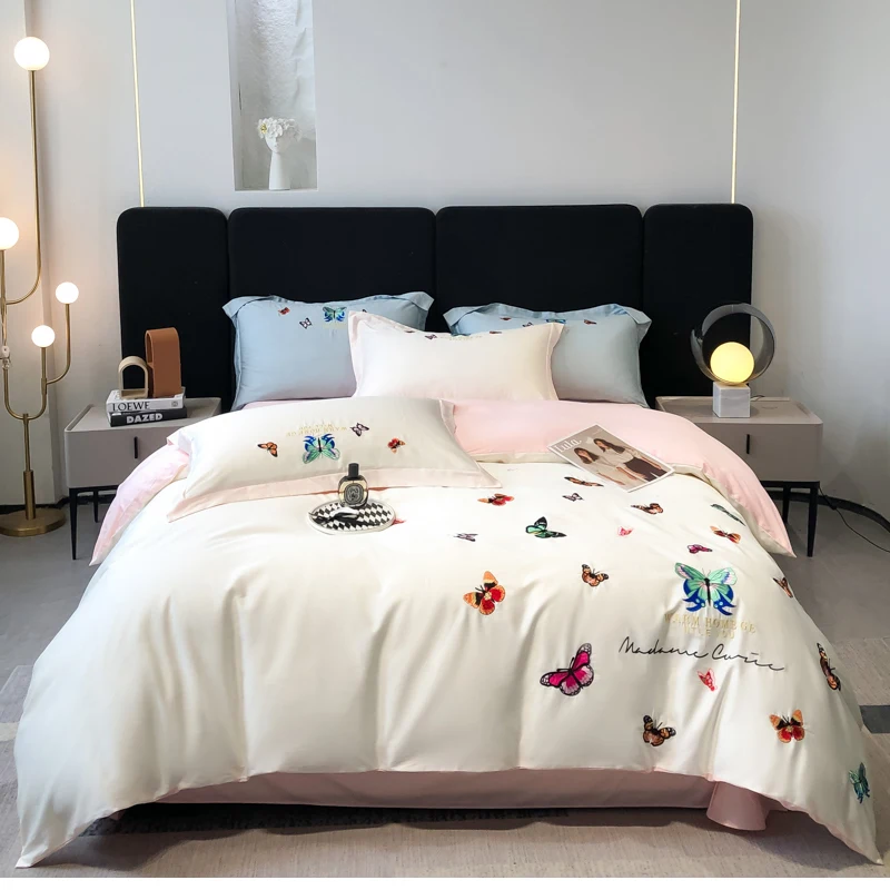 Белый комплект постельного белья с вышивкой в виде бабочки, пододеяльник, льняная простыня
Белый комплект постельного белья с вышивкой в виде бабочки, пододеяльник, льняная простыня