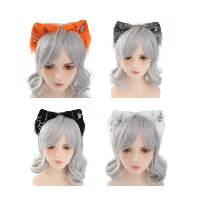 

Dark Series Cats Ear Headband Cosplay Costume Hairhoop Party Headpiece Masquerades Headwear Animes Role Play Hair Decors