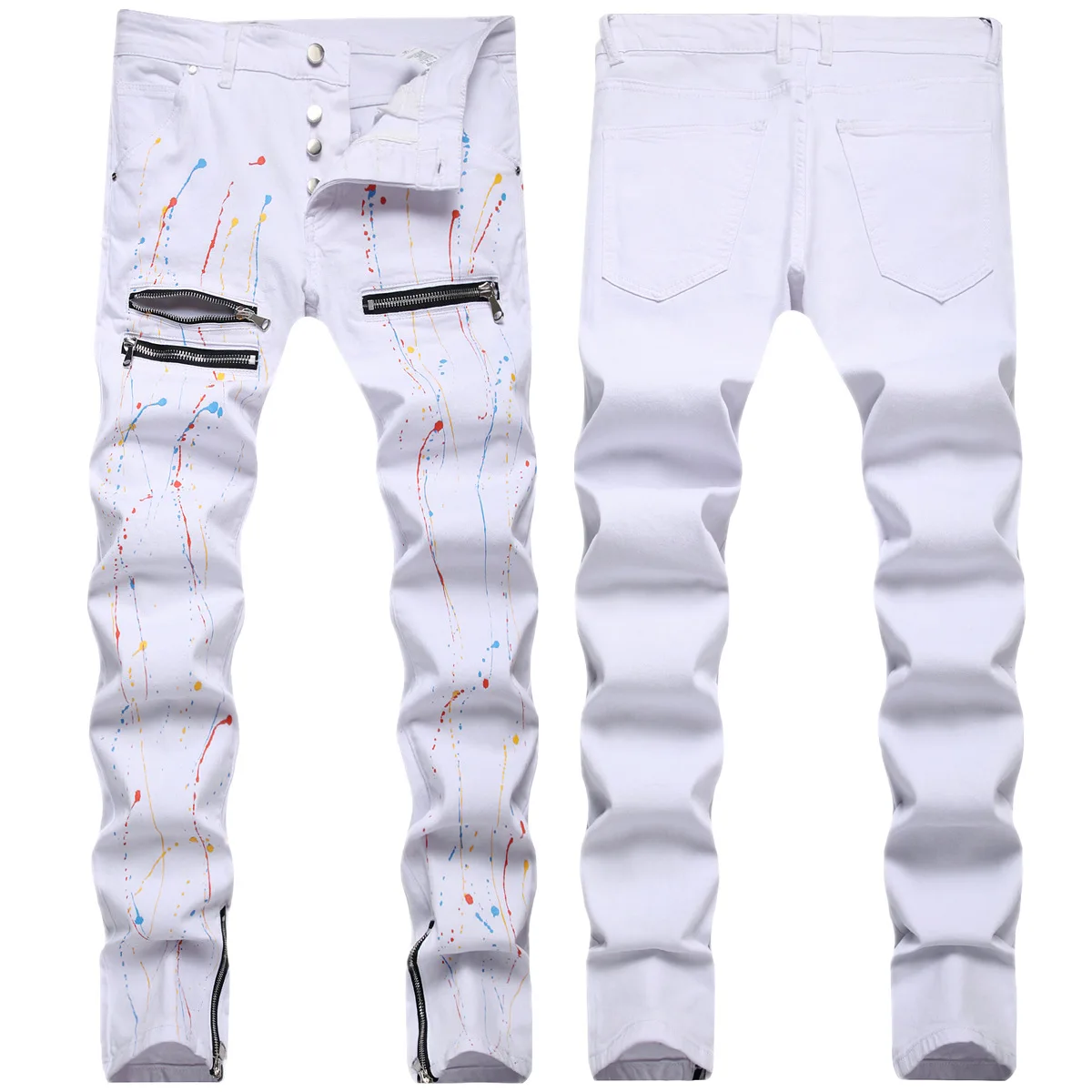 

Осенне-зимние джинсы с рисунком модные брендовые Брюки Корейская версия индивидуальный тренд облегающие эластичные мужские маленькие ноги
