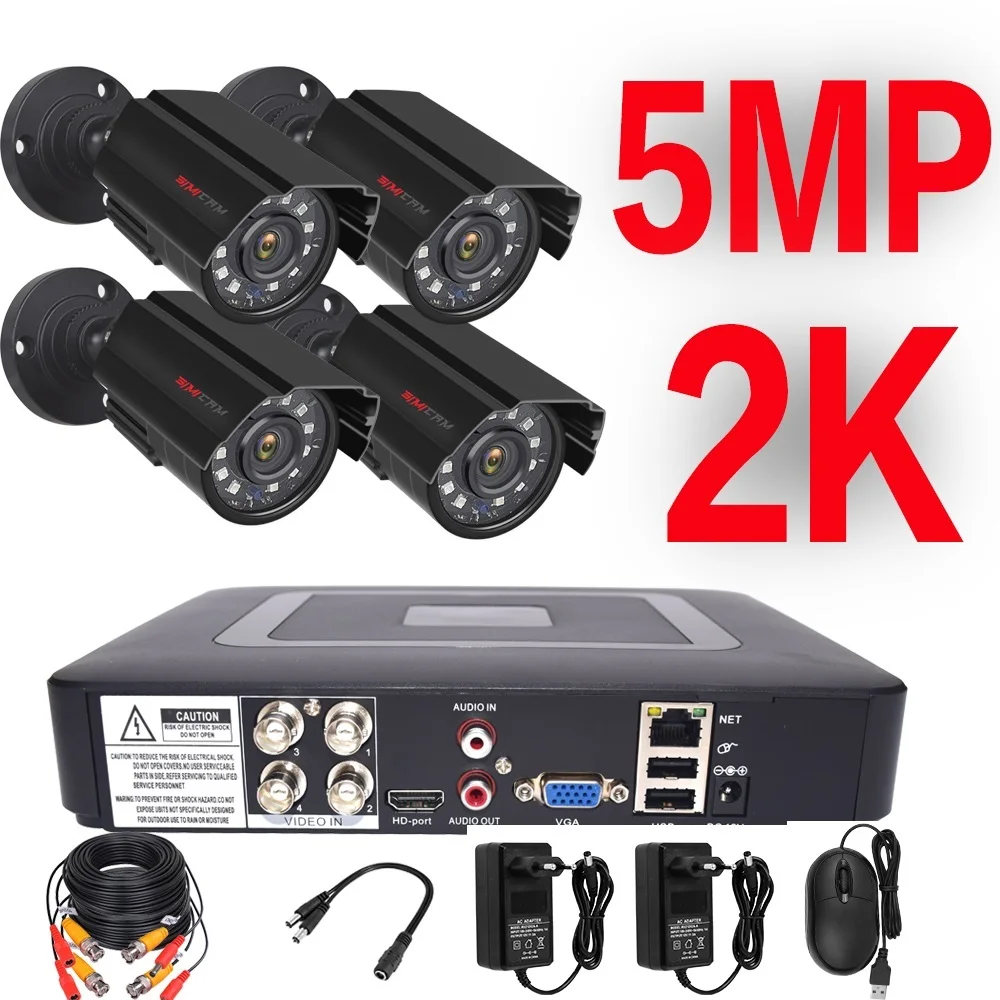 

New 5MP camera Video Surveillance System 4CH AHD DVR Kit 2/4PCS 5.0MP HD Indoor Outdoor CCTV Camera P2P video Security System