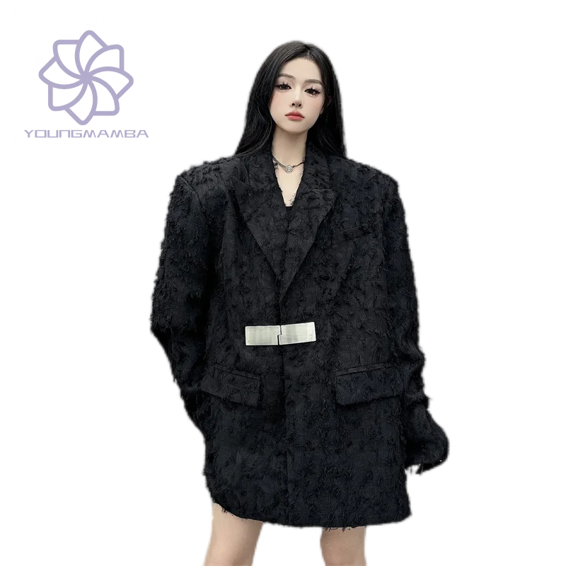 Korean Style Chic Suit Coats Womens Autumn and Winter Loose Metal Buckle Suit Jacket Black Long Sleeve Women's Blazers
Korean Style Chic Suit Coats Womens Autumn and Winter Loose Metal Buckle Suit Jacket Black Long Sleeve Women's Blazers