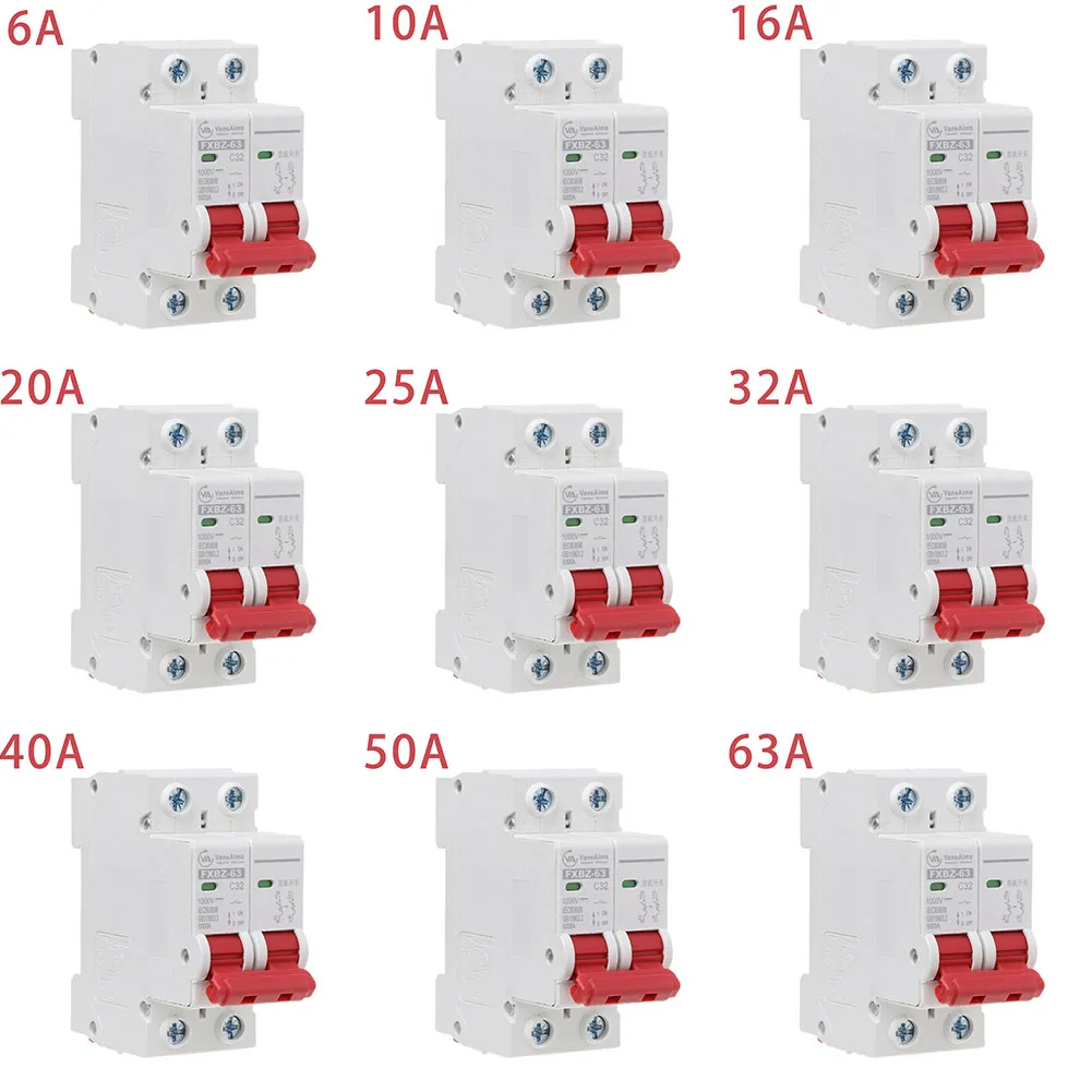 2P Mini DC Circuit Breaker DC1000V Solar Mini Circuit Breaker 6/10/16/20/25/32/40/50/63A DC MCB Power Tools Accessory
2P Mini DC Circuit Breaker DC1000V Solar Mini Circuit Breaker 6/10/16/20/25/32/40/50/63A DC MCB Power Tools Accessory