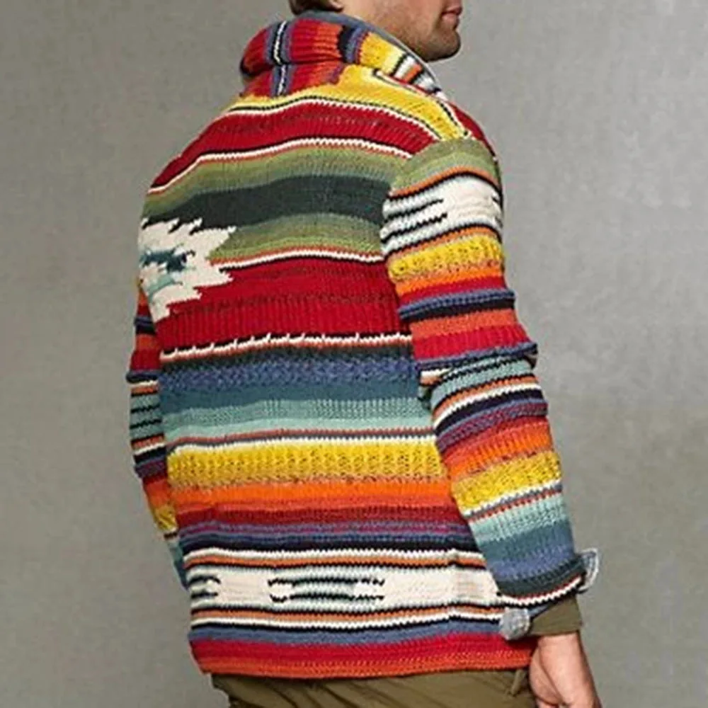 Vintage Man Winter Sweater Long Sleeve Knit Cardigan Trench Coat Rainbow Colorful Tops Clothing Sweaters For Men
Vintage Man Winter Sweater Long Sleeve Knit Cardigan Trench Coat Rainbow Colorful Tops Clothing Sweaters For Men