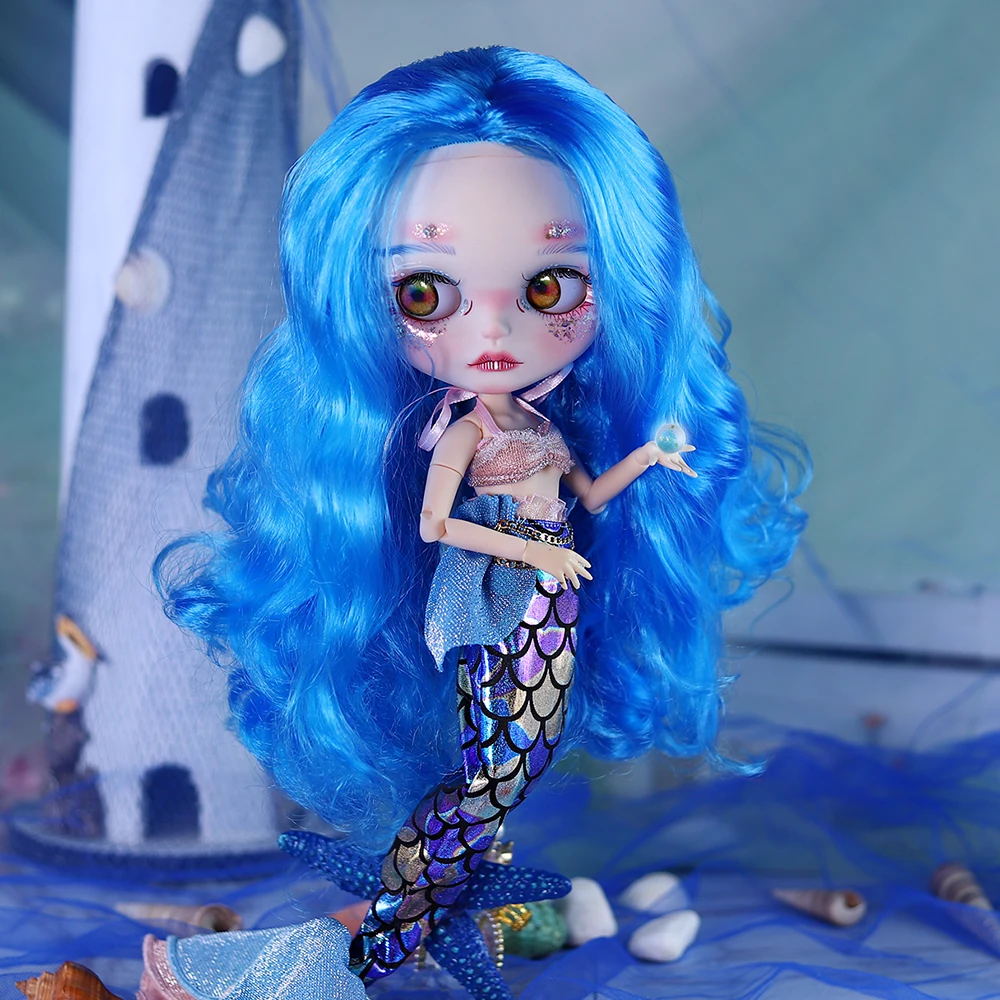 

ICY DBS Blyth 1/6 doll mermaid hand painted set long eyelashes sleepy eyes bjd doll set sd