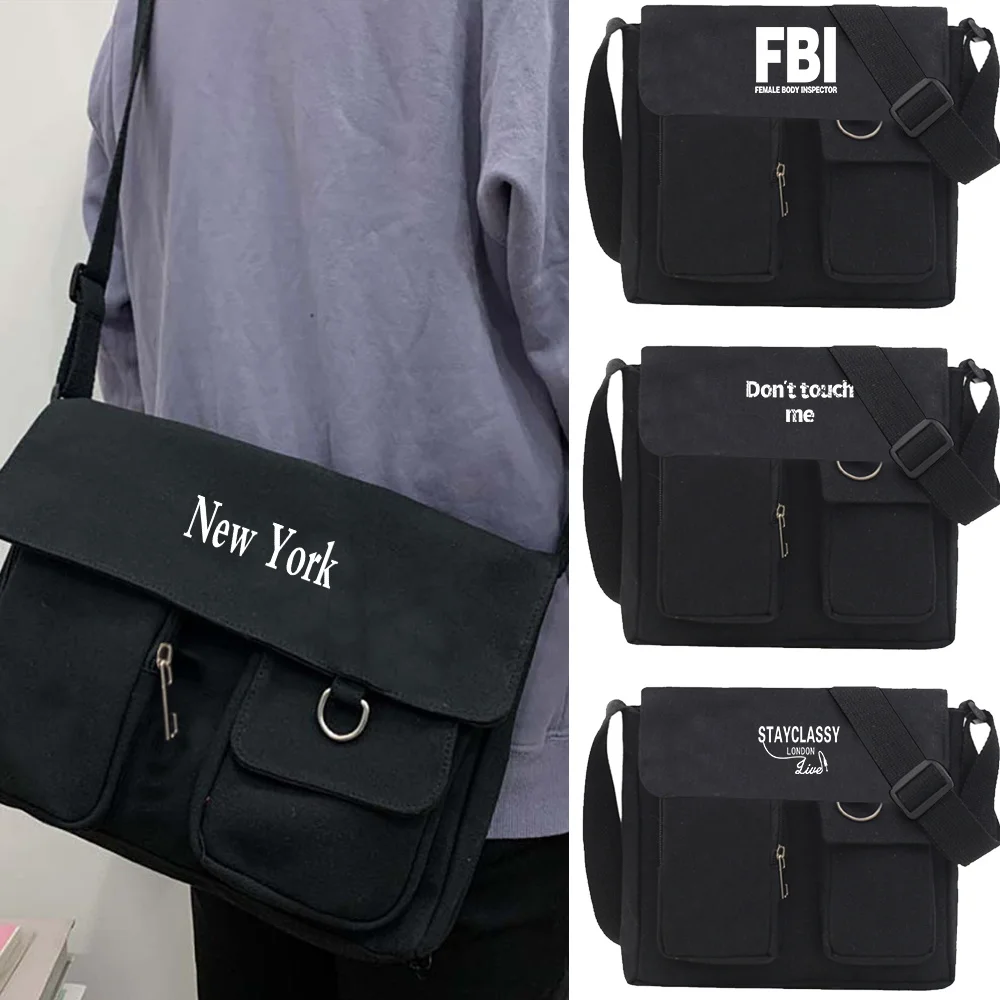 

Canvas Crossbody Bags for Women 2023 New Men Postman Student Shoulder Messenger Bag Large Satchel Fashion Bookbag Big Handbags
