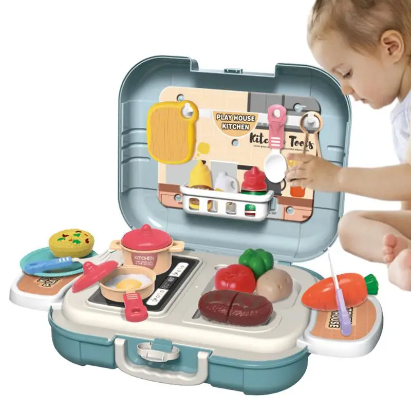 

Ролевые наборы для детского приготовления, детский кухонный игровой набор в форме тележки для малышей, миниатюрный набор для приготовления пищи, богатые аксессуары, имитация 2-в-1